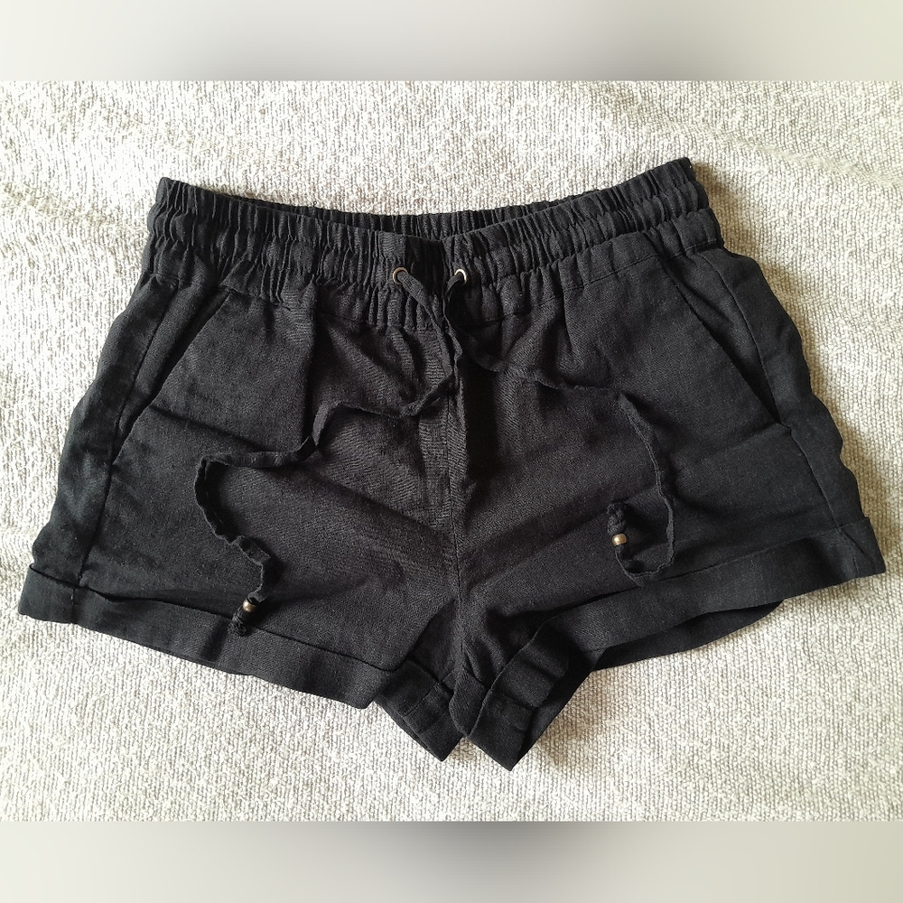 NWT Love Tree Black Linen Shorts